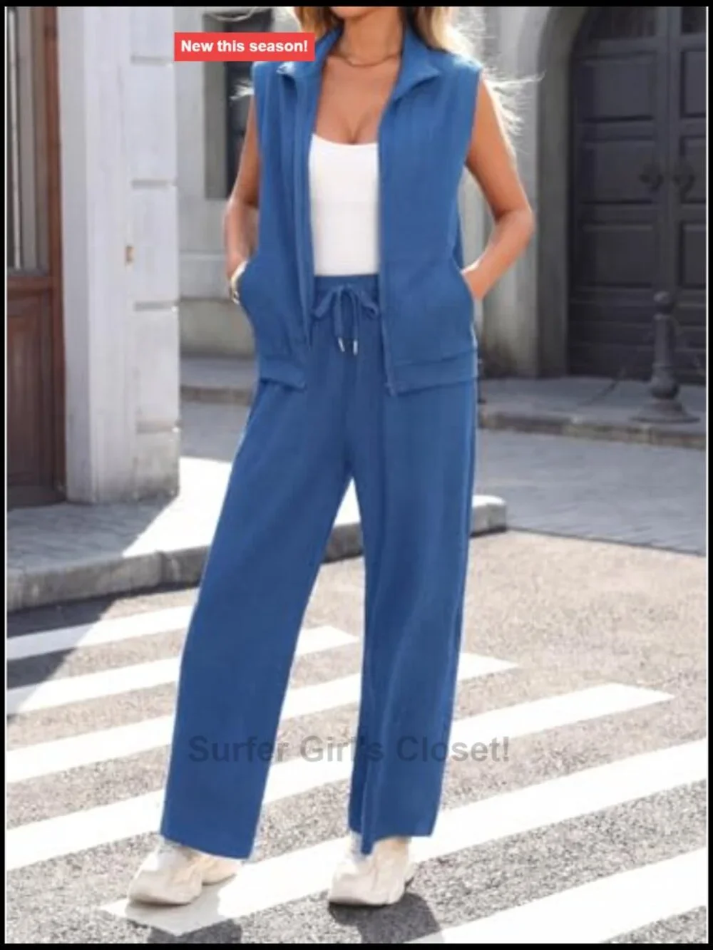 Sleeveless Top Wide Leg Pant Sweatsuit Set
